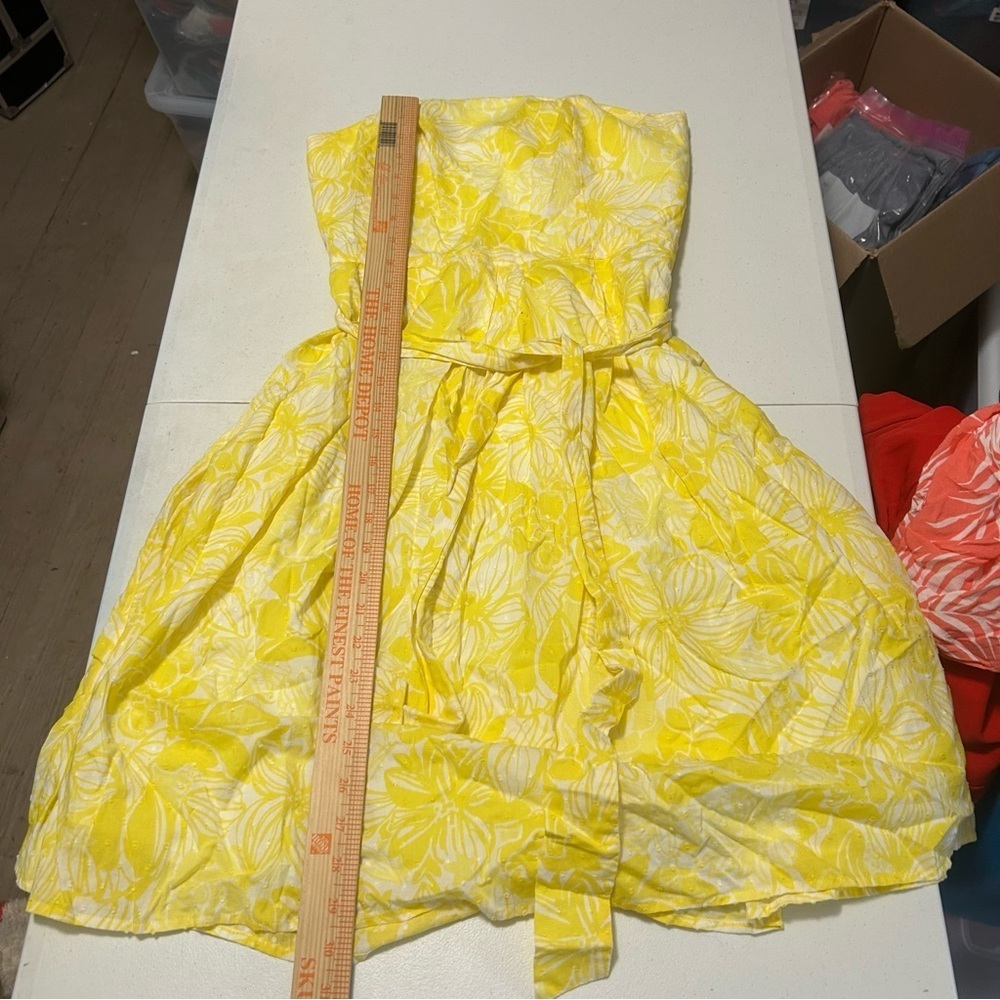 Lilly Pulitzer Sleeveless Tube Corset Lined Belted Yellow Beach Dress Size 2 P1 - Picture 3 of 6